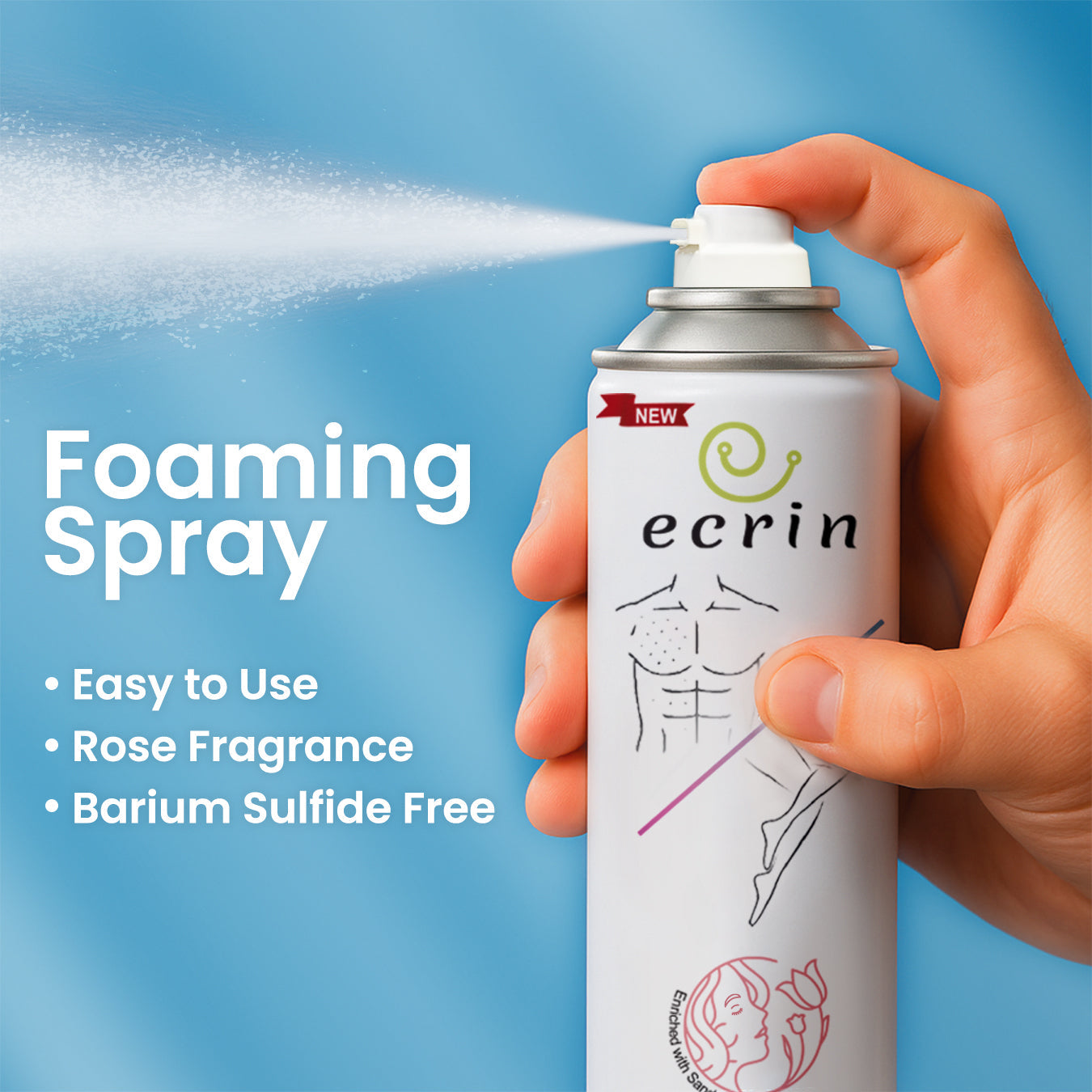 New Ecrin Hair Removal Foaming Spray (for men & women) - 200ml)