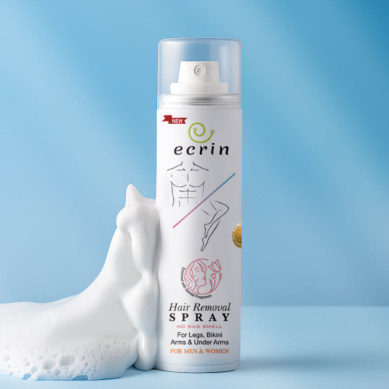 New Ecrin Hair Removal Foaming Spray (for men & women) - 200ml)